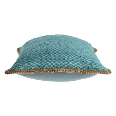Homezia 20" X 20" Turquoise Blue And Tan 100% Cotton Zippered Pillow