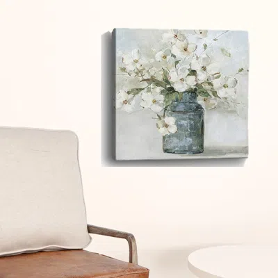 Homezia 20" X 20" Watercolor Soft Pastel Dogwood Bouquet Canvas Wall Art