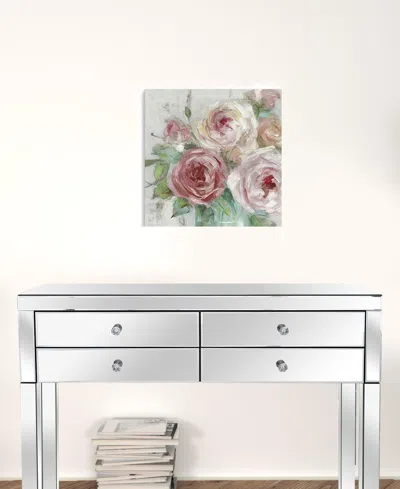 Homezia 20" X 20" Watercolor Soft Pastel Peonies Bouquet Canvas Wall Art