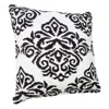 Homezia 20" X 20" White And Black 100% Cotton Damask Zippered Pillow