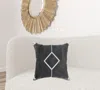 Homezia 20" X 20" White And Black 100% Cotton Geometric Zippered Pillow