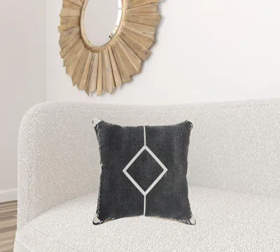 Homezia 20" X 20" White And Black 100% Cotton Geometric Zippered Pillow