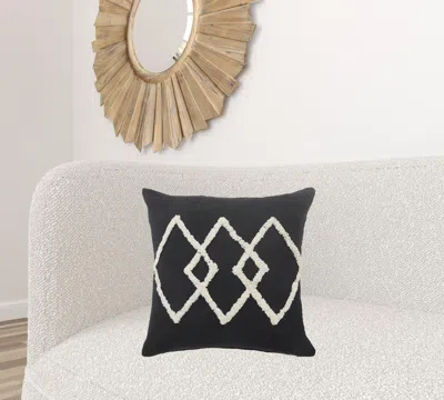 Homezia 20" X 20" White And Black 100% Cotton Geometric Zippered Pillow