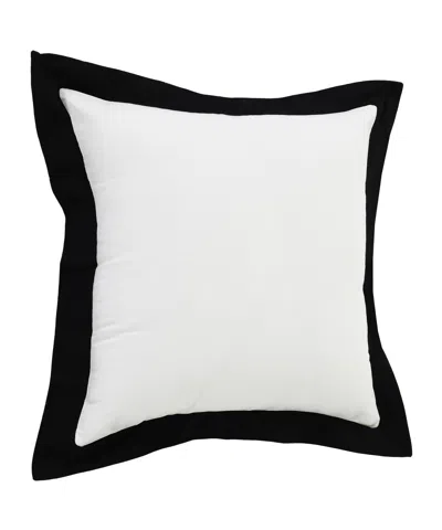 Homezia 20" X 20" White And Black 100% Cotton Geometric Zippered Pillow