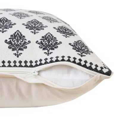 Homezia 20" X 20" White And Black 100% Cotton Geometric Zippered Pillow