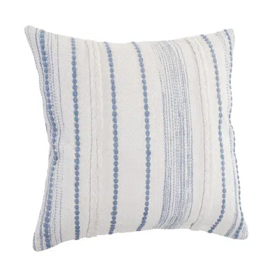 Homezia 20" X 20" White And Blue 100% Cotton Geometric Zippered Pillow