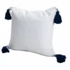 Homezia 20" X 20" White And Blue 100% Cotton Zippered Pillow