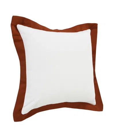 Homezia 20" X 20" White And Cinnamon 100% Cotton Geometric Zippered Pillow In Brown