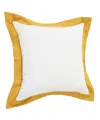 Homezia 20" X 20" White And Golden Yellow 100% Cotton Geometric Zippered Pillow