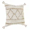 Homezia 20" X 20" White And Tan 100% Cotton Geometric Zippered Pillow