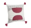 Homezia 20" X 20" White Black And Burdy 100% Cotton Geometric Zippered Pillow
