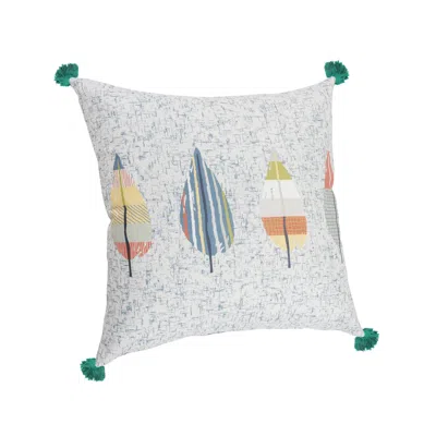 Homezia 20" X 20" White Blue And Green Polyester Geometric Zippered Pillow