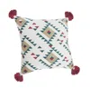 Homezia 20" X 20" White Burdy Tan And Teal 100% Cotton Geometric Zippered Pillow