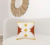 Homezia 20" X 20" White Yellow And Red Orange 100% Cotton Geometric Zippered Pillow