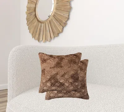 Homezia 20" X 20" X 5" Acrylic Plush Polyester Polyfill Brown 2 Pack Pillow