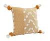 Homezia 20" X 20" Yellow And Cream 100% Cotton Geometric Zippered Pillow