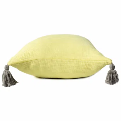 Homezia 20" X 20" Yellow And Gray 100% Cotton Zippered Pillow