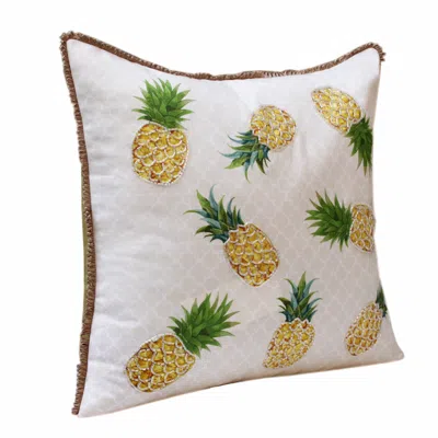 Homezia 20" X 20" Yellow And Green Polyester Tropical Zippered Pillow