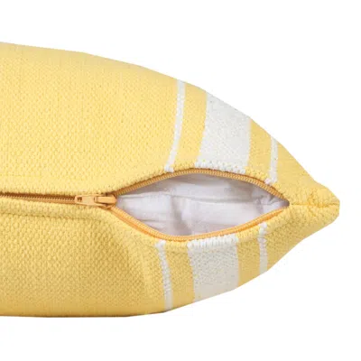 Homezia 20" X 20" Yellow And White 100% Cotton Geometric Zippered Pillow