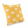 Homezia 20" X 20" Yellow And White 100% Cotton Zippered Pillow