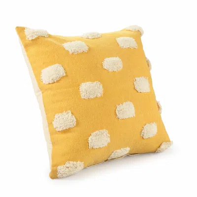 Homezia 20" X 20" Yellow And White 100% Cotton Zippered Pillow