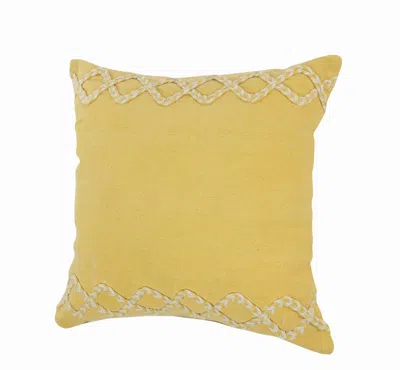 Homezia 20" X 20" Yellow And White Braided Cotton Zippered Pillow