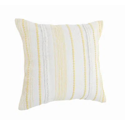 Homezia 20" X 20" Yellow And White Striped Cotton Zippered Pillow