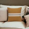 Homezia 20" X 20" Yellow Striped Cotton Zippered Pillow