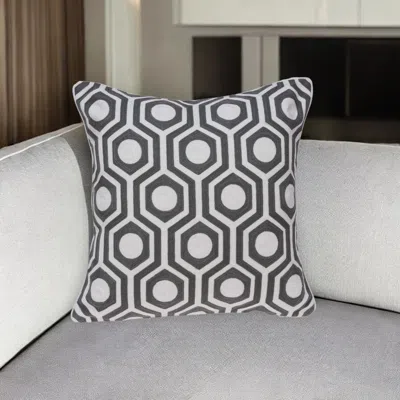 Homezia 20" X 7" X 20" Cool Gray And White Pillow Cover With Poly Insert In Black