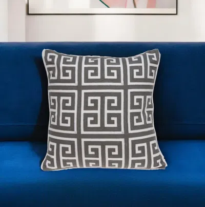 Homezia 20" X 7" X 20" Cool Transitional Gray And White Pillow Cover With Poly Insert