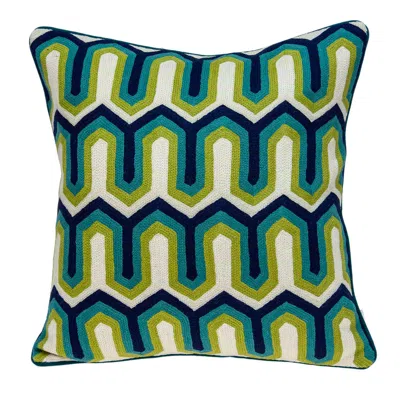 Homezia 20" X 7" X 20" Handmade Transitional Multicolored Pillow Cover With Poly Insert In Green