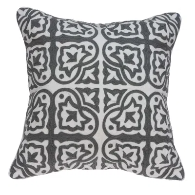 Homezia 20" X 7" X 20" Traditional Gray And White Cotton Pillow Cover With Poly Insert