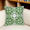 Homezia 20" X 7" X 20" Traditional Green And White Accent Pillow Cover With Poly Insert