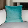 Homezia 20" X 7" X 20" Transitional Aqua Solid Quilted Pillow Cover With Poly Insert