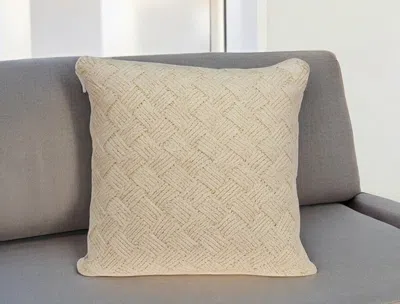 Homezia 20" X 7" X 20" Transitional Beige Pillow Cover With Poly Insert In Brown