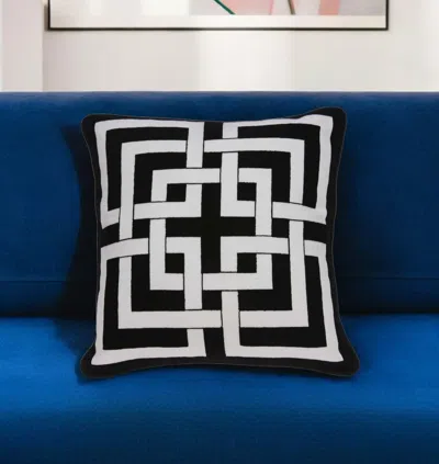 Homezia 20" X 7" X 20" Transitional Black And White Pillow Cover With Poly Insert
