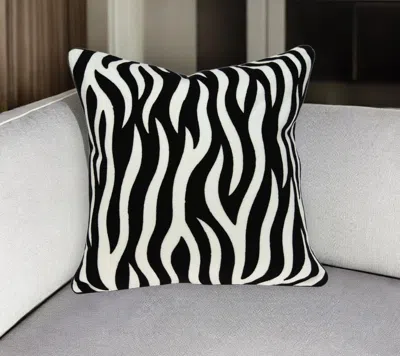 Homezia 20" X 7" X 20" Transitional Black And White Zebra Pillow Cover With Poly Insert In Multi