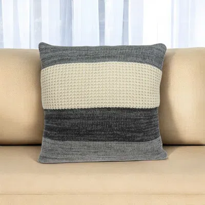 Homezia 20" X 7" X 20" Transitional Cream And Gray Pillow Cover With Poly Insert
