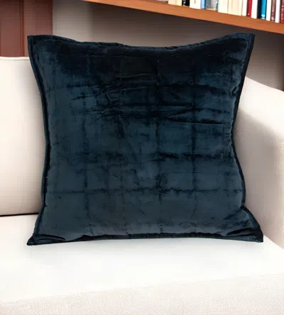 Homezia 20" X 7" X 20" Transitional Dark Blue Quilted Pillow Cover With Poly Insert