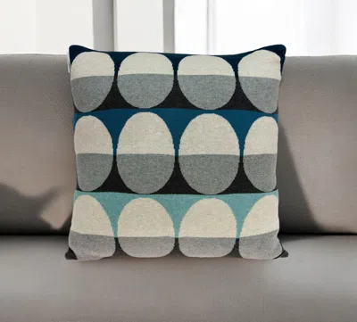 Homezia 20" X 7" X 20" Transitional Gray And Blue Pillow Cover With Poly Insert In Multi