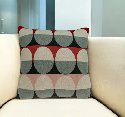 Homezia 20" X 7" X 20" Transitional Gray And Red Pillow Cover With Poly Insert In Multi