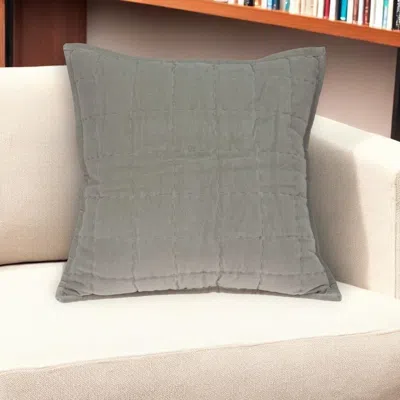 Homezia 20" X 7" X 20" Transitional Gray Solid Quilted Pillow Cover With Poly Insert