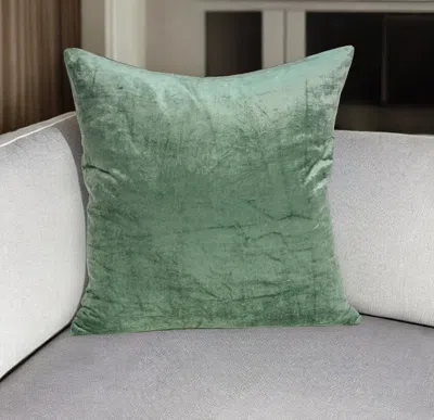 Homezia 20" X 7" X 20" Transitional Green Solid Pillow Cover With Poly Insert