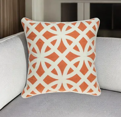 Homezia 20" X 7" X 20" Transitional Orange Pillow Cover With Poly Insert