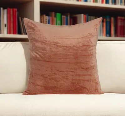 Homezia 20" X 7" X 20" Transitional Orange Solid Pillow Cover With Poly Insert In Brown