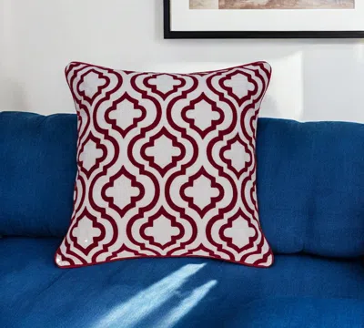 Homezia 20" X 7" X 20" Transitional Red And White Accent Pillow Cover With Poly Insert In Neutral