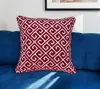Homezia 20" X 7" X 20" Transitional Red And White Cotton Pillow Cover With Poly Insert