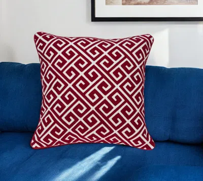 Homezia 20" X 7" X 20" Transitional Red And White Cotton Pillow Cover With Poly Insert