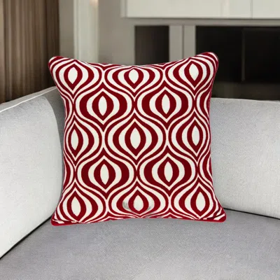 Homezia 20" X 7" X 20" Transitional Red And White Pillow Cover With Poly Insert