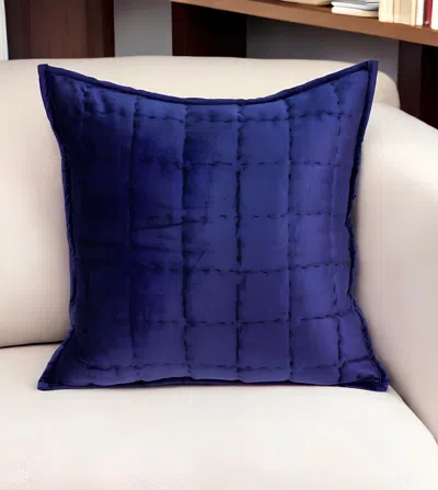 Homezia 20" X 7" X 20" Transitional Royal Blue Quilted Pillow Cover With Poly Insert